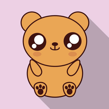 Cute animal design represented by kawaii bear icon. Colorfull and flat illustration.のイラスト素材