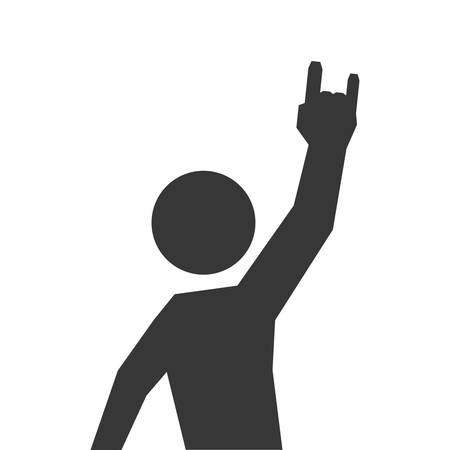 Rock music concept represented by hand gesture icon. Isolated and flat illustrationのイラスト素材