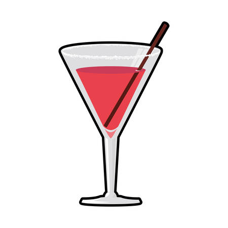 Drink and alcohol concept represented by cocktail glass with drinking straw icon. Isolated and flat illustrationのイラスト素材
