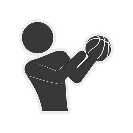Basketball concept represented by pictogram player with ball icon. Isolated and flat illustrationのイラスト素材