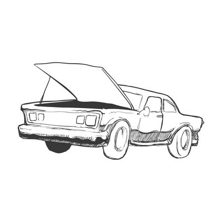 Transportation concept represented by car icon. Isolated and sketch illustrationのイラスト素材