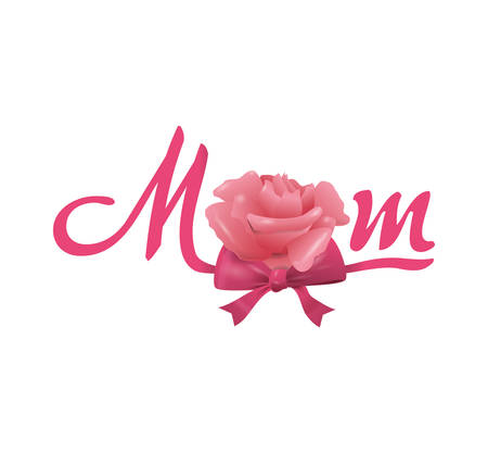 Mom and mother concept represented by text and rose icon. Isolated and flat illustrationのイラスト素材