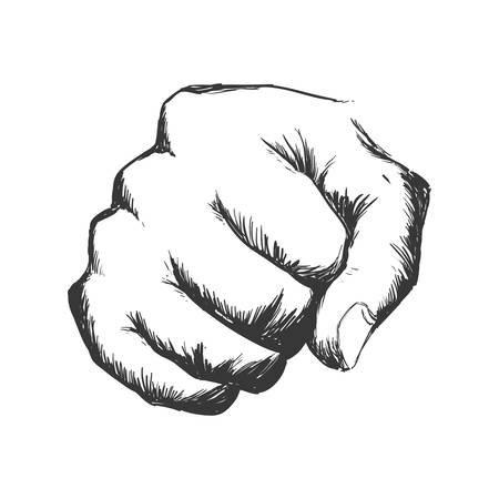 fist hand finger gesture palm icon. Isolated and sketch illustration. Vector graphicのイラスト素材