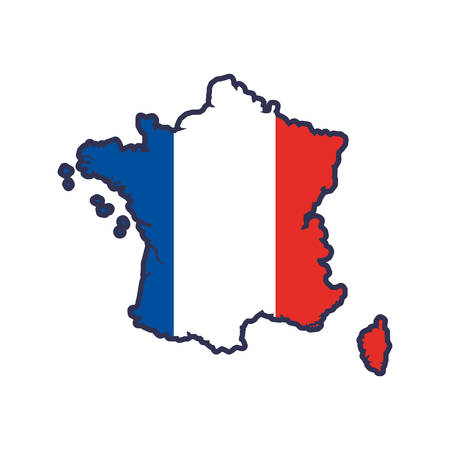 map flag white blue red france icon. Isolated and flat illustration. Vector graphicのイラスト素材