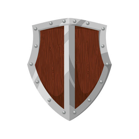 shield wood badge protection label security icon. Isolated and flat illustration. Vector graphicのイラスト素材