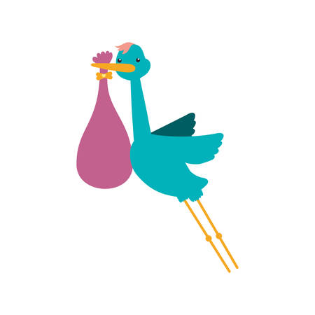 Stork bag baby shower icon. Isolated and flat illustration. Vector graphicのイラスト素材
