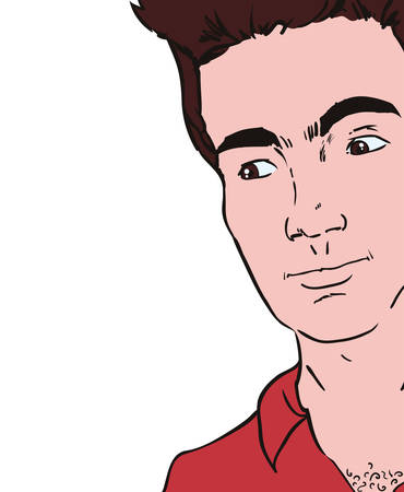 Man pop art male avatar person people retro vintage icon. Isolated and flat illustration. Vector graphicのイラスト素材