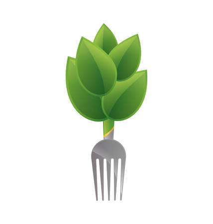fork leaf green vegan organic icon. Isolated and flat illustration. Vector graphicのイラスト素材