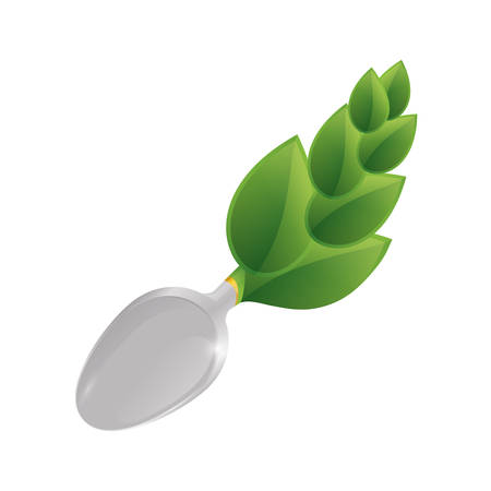 spoon leaf green vegan organic icon. Isolated and flat illustration. Vector graphicのイラスト素材