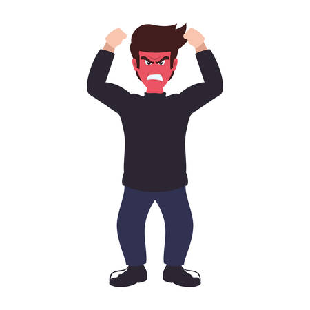 face man angry eyes expression cartoon icon. Isolated and flat illustration. Vector graphicのイラスト素材