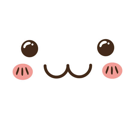 kawaii cartoon face expression smile icon. Isolated and flat illustration. Vector graphicのイラスト素材