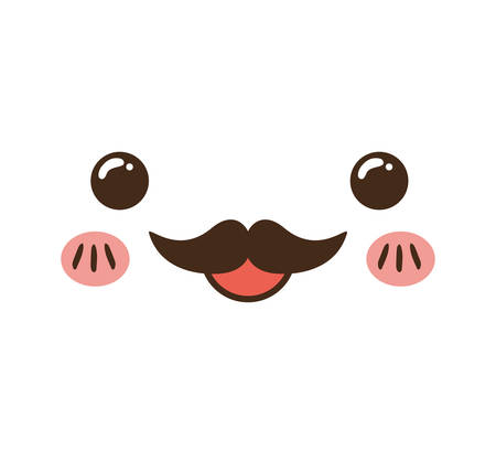 kawaii cartoon face expression smile icon. Isolated and flat illustration. Vector graphicのイラスト素材