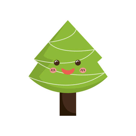 pine tree merry christmas cartoon icon. Isolated and flat illustration. Vector graphicのイラスト素材