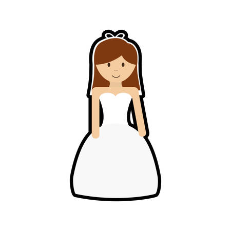 cartoon girl woman wedding marriage dress icon. Isolated and flat illustration. Vector graphicのイラスト素材