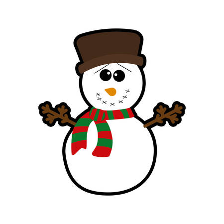 snowman merry christmas cartoon celebration icon. Isolated and flat illustration. Vector graphicのイラスト素材