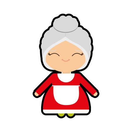 santas wife merry christmas cartoon celebration icon. Isolated and flat illustration. Vector graphicのイラスト素材