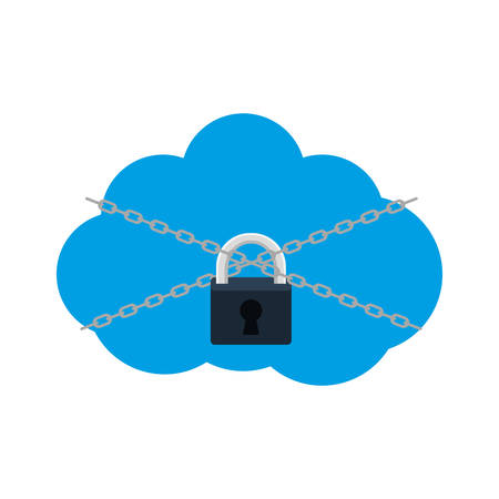 padlock cloud security system protection technology icon. Isolated and flat illustration. Vector graphicのイラスト素材