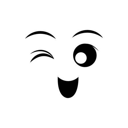 happy face cartoon expression emotion icon. Isolated and flat illustration. Vector graphicのイラスト素材
