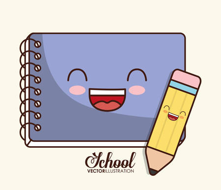 School design represented by   notebook and pencil icon. Colorfull and isolated illustration.のイラスト素材