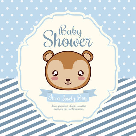 Baby Shower invitation design represented by  squirrel cartoon. Pastel color illustration.のイラスト素材