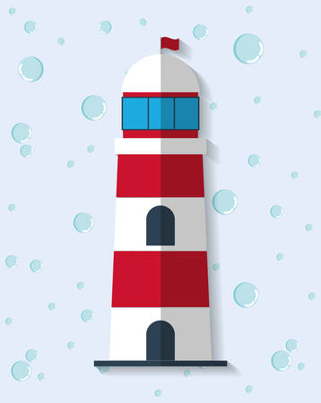 Sea lifestyle design represented by light house icon. Colorfull and flat illustration.のイラスト素材