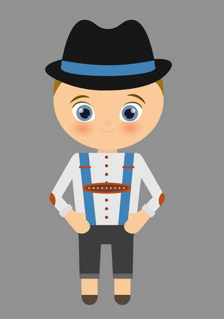 Boy cartoon hat oktoberfest icon. Germany. Colorfull illustrationのイラスト素材