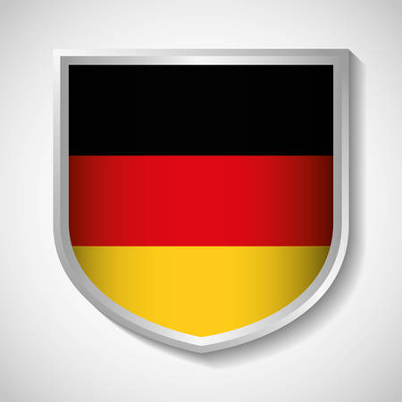 Flag shield icon black red yellow. Germany. Isolated and Colorfull illustrationのイラスト素材