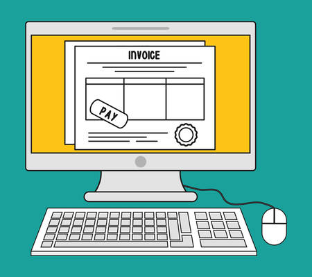 computer document paper invoice payment icon. Flat and Colorfull illustration. Vector graphicのイラスト素材