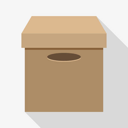 carton box package close delivery shipping logistic icon. Isolated and Brown illustration. Vector graphicのイラスト素材