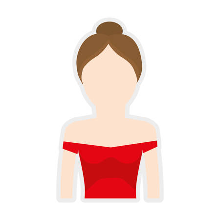 woman girl female avatar brown hair icon. Isolated and flat illustration. Vector graphicのイラスト素材