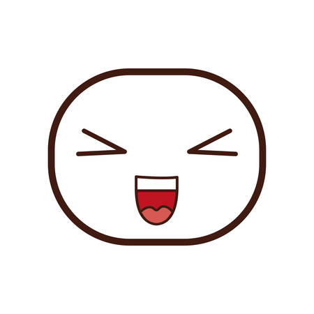 kawaii happy oval face cartoon expression icon. Isolated and flat illustration. Vector graphicのイラスト素材