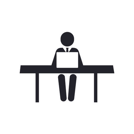 Businessman laptop pictogram man male business icon. Isolated and flat vecctor illustrationのイラスト素材