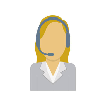 operator assistant woman headphone call center technical service icon. Isolated and flat illustrationのイラスト素材