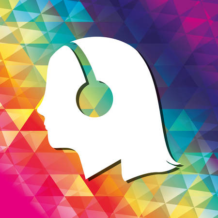 woman girl headphone music sound icon. Polygonal and Colorful illustration. Vector illustrationのイラスト素材