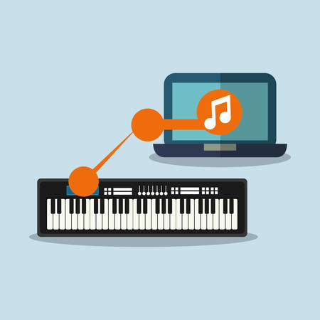 laptop piano music sound icon. Flat and Colorful illustration. Vector illustrationのイラスト素材