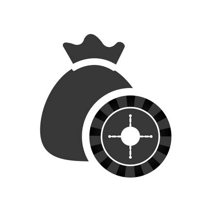 roulette money bag casino vegas icon. Flat and Isolated design. Vector illustrationのイラスト素材