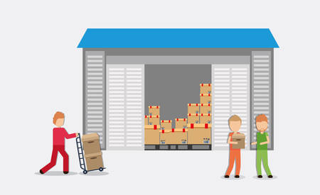 Box package man male avatar delivery shipping icon. Colorfull and flat illustration. Vector graphicのイラスト素材