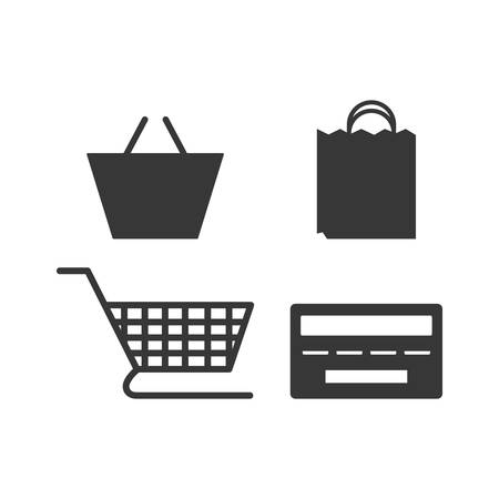 shopping bag credit card cart basket online payment ecommerce icon. Flat illustration. Vector graphicのイラスト素材