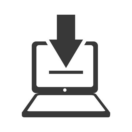 laptop download gadget technology media icon. Isolated and flat illustration. Vector graphicのイラスト素材