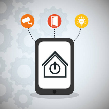 smartphone gears smart house home technology app icon set. Flat and Colorful illustration. Vector illustrationのイラスト素材