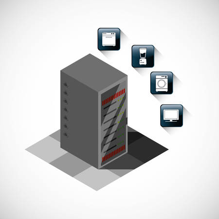 hosting data center internet of things technology digital app appliances icon set. Flat illustration. Vector illustrationのイラスト素材