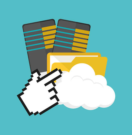 file document cloud computing web hosting data center security system technology icon set. Colorful and flat design. Vector illustrationのイラスト素材