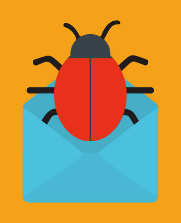 envelope bug cyber security system technology icon. Colorful and flat design. Vector illustrationのイラスト素材