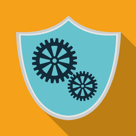 shield gear cyber security system technology icon. Colorful and flat design. Vector illustrationのイラスト素材