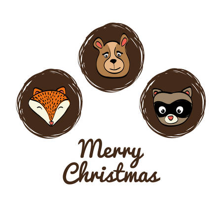 Merry Christmas and happy holidays concept represented by cartoon animals icon. isolated and flat illustrationのイラスト素材