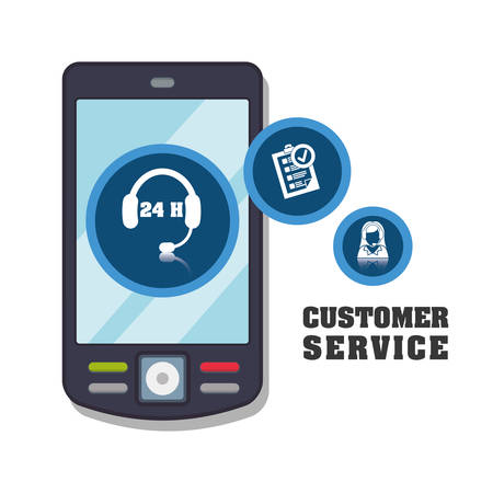 cellphone mobile headphone customer service technical service call center icon set. Colorful and flat design. Vector illustrationのイラスト素材