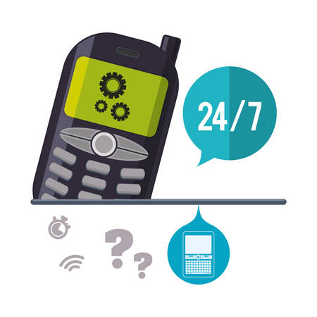 cellphone mobile customer service technical service call center icon set. Colorful and flat design. Vector illustrationのイラスト素材