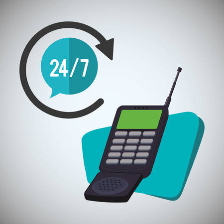 cellphone mobile customer service technical service call center icon set. Colorful and flat design. Vector illustrationのイラスト素材