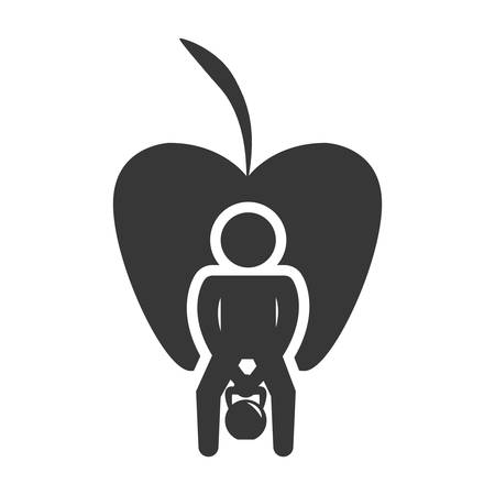 apple weight lifting healthy lifestyle fitness silhouette icon. Flat and Isolated design. Vector illustrationのイラスト素材