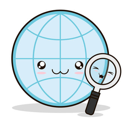 global lupe kawaii cartoon smiling icon. Colorful and flat design. Vector illustrationのイラスト素材
